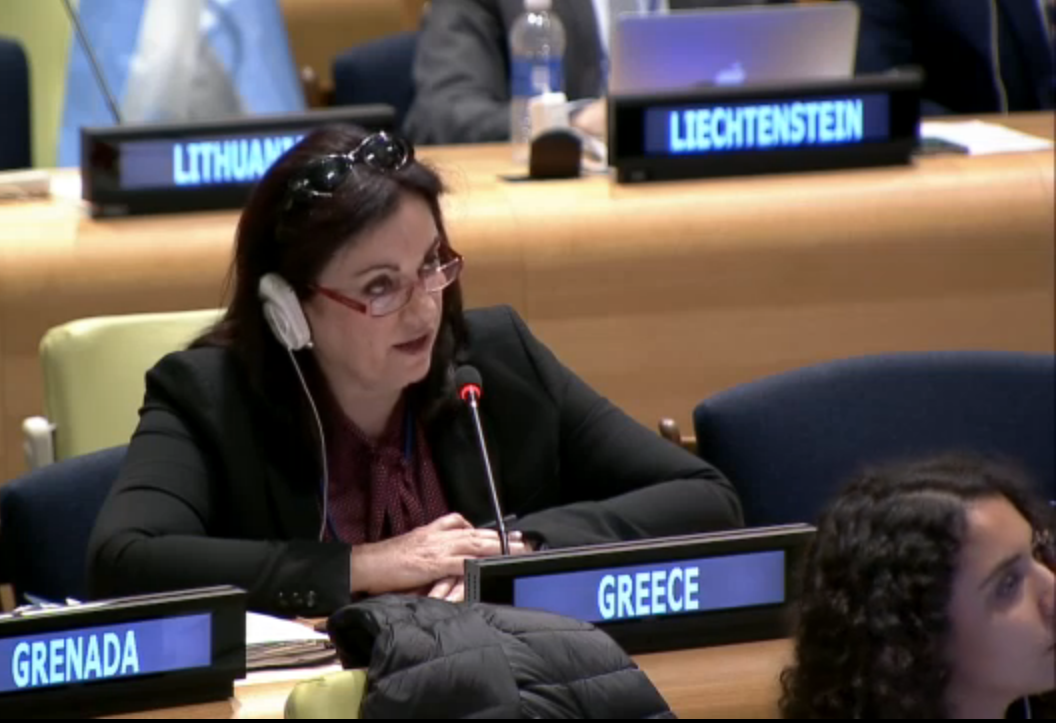 Greece addressing the Sixth Committee regarding Crimes Against Humanity 