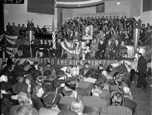 Charles Lindbergh speaking at an America First Committee rally